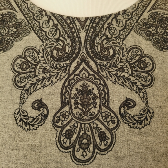 Talbots gray scroll print stretch wool dress 8 - Picture 4 of 14